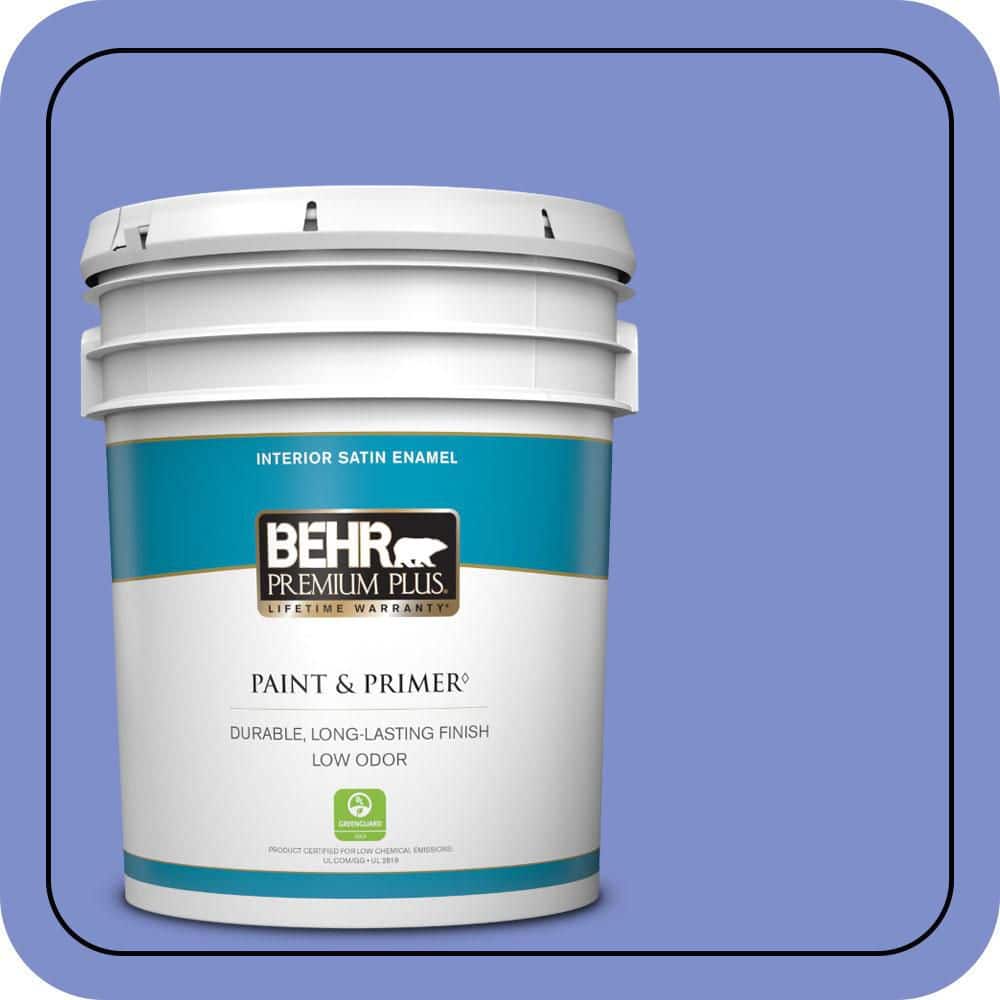 BEHR PREMIUM PLUS 5 gal. #P540-5 Pansy Garden Satin Enamel Low Odor Interior Paint & Primer