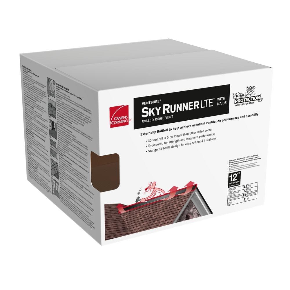 Owens Corning VentSure Sky Runner LTE 14.5 in. x 360 in. Rolled Ridge Vent in Black (3)