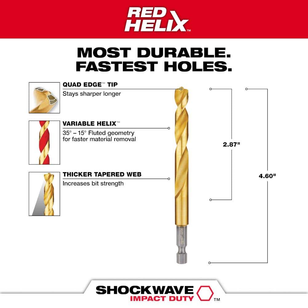 Milwaukee SHOCKWAVE 23/64 in. Titanium Twist Drill Bit (4)