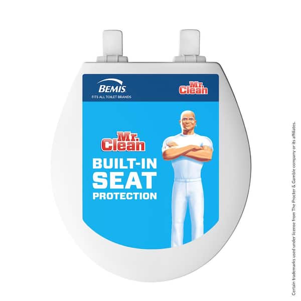 BEMIS Atwood Mr. Clean Round Soft-Close Antimicrobial Easy-Clean Enameled Wood Toilet Seat in White