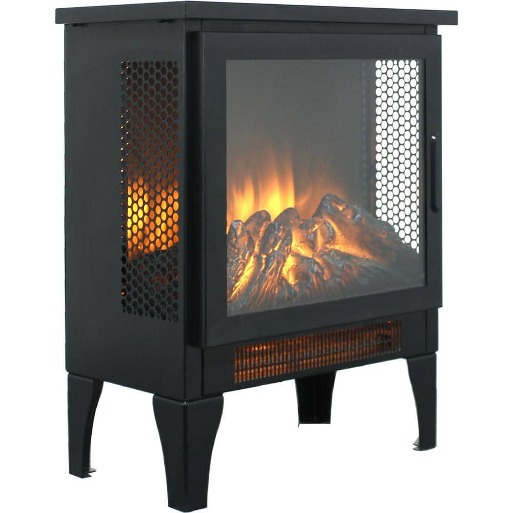 INNOBULE 15 in. Black Freestanding 3D Flame Electric Infrared Quartz Fireplace Stove