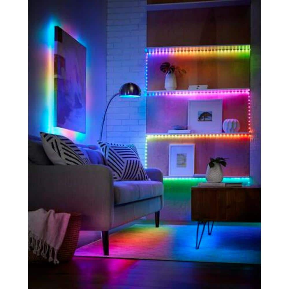EcoSmart 16.4 ft. Smart RGBWIC Dynamic Color Changing Dimmable Plug-In LED Strip Light Powered by Hubspace (4)