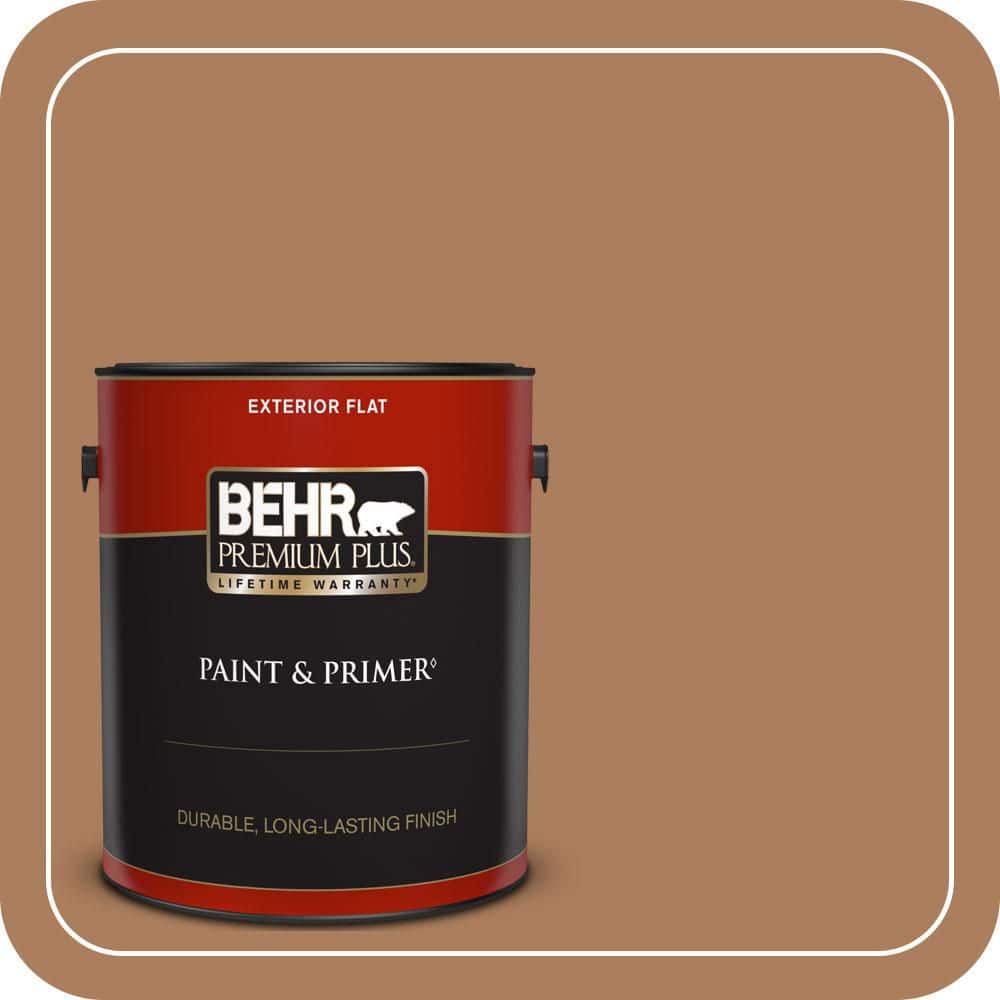 BEHR PREMIUM PLUS 1 gal. #S230-6 Burnt Toffee Flat Exterior Paint & Primer