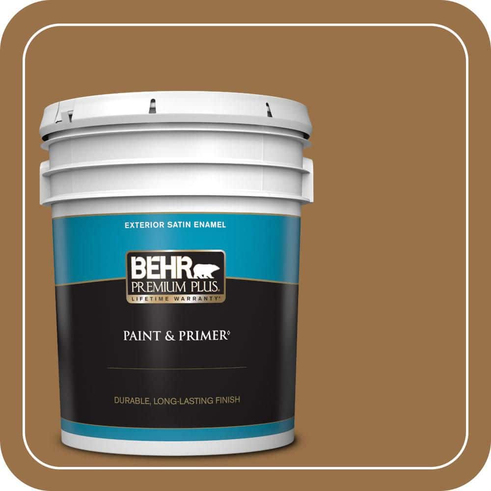 BEHR PREMIUM PLUS 5 gal. #PPU4-17 Olympic Bronze Satin Enamel Exterior Paint & Primer