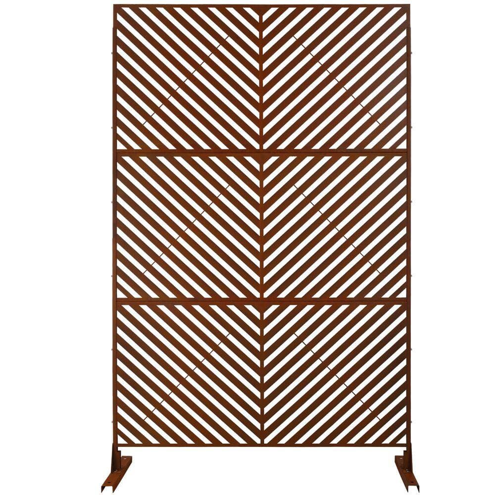 cadeninc 4ft. x 6.33ft. Rust Red Outdoor and Indoor Freestanding Metal Privacy Screen Fence Panels for Lawn Garden(not Composite) (3)