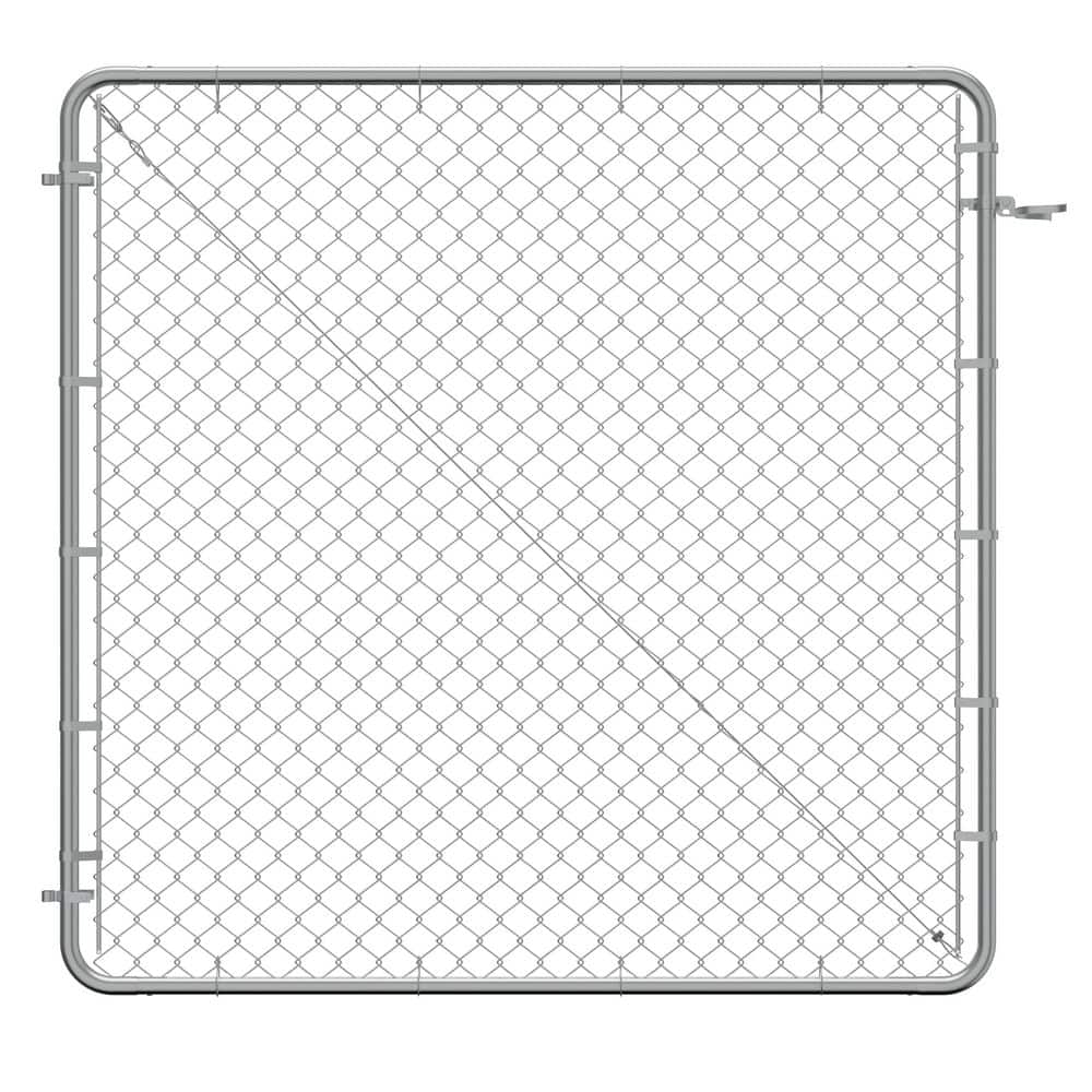 FIT-RIGHT 24-72 in. W x 70 in. H Expandable Round Corner Powder Coated Galvanized Steel Gate Frame for Chain Link Fence Kit
