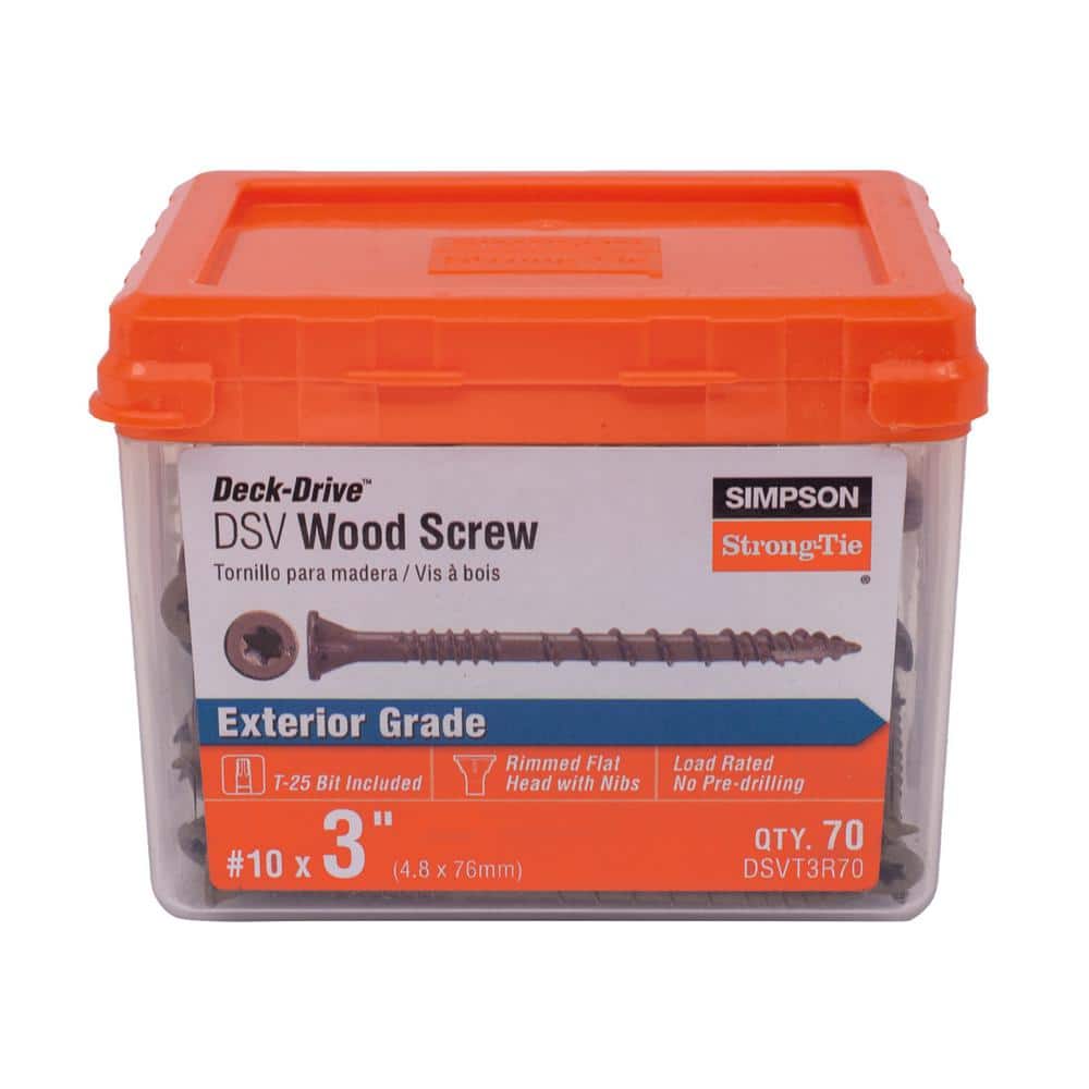 Simpson Strong-Tie #10 x 3-in T25, Flat Head, Deck-Drive DSV Wood Screw, Quik Guard, Tan (70-Pack)