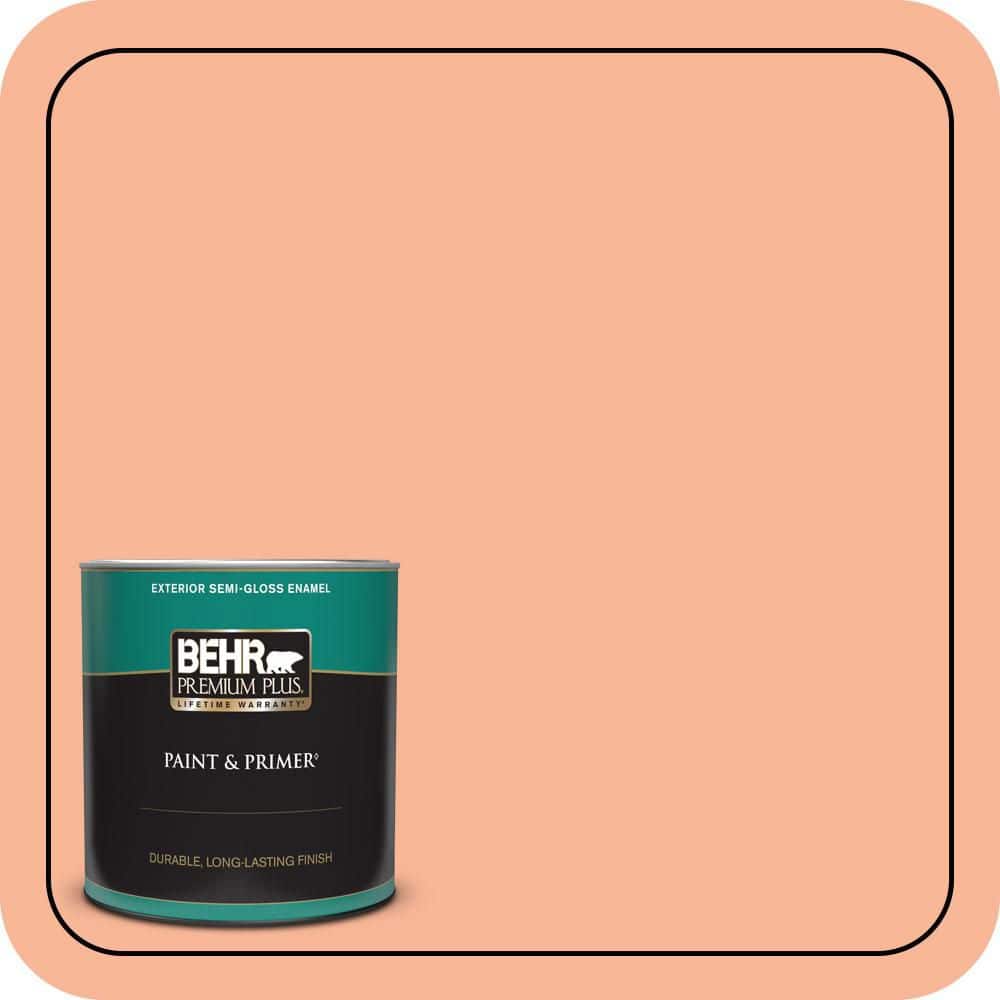 BEHR PREMIUM PLUS 1 qt. #P190-3 Melon Sorbet Semi-Gloss Enamel Exterior Paint & Primer