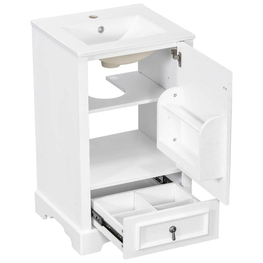 COWLOWN 20 in. W x 18.3 in. D x 34 in. H Bathroom White Linen Cabinet (1)