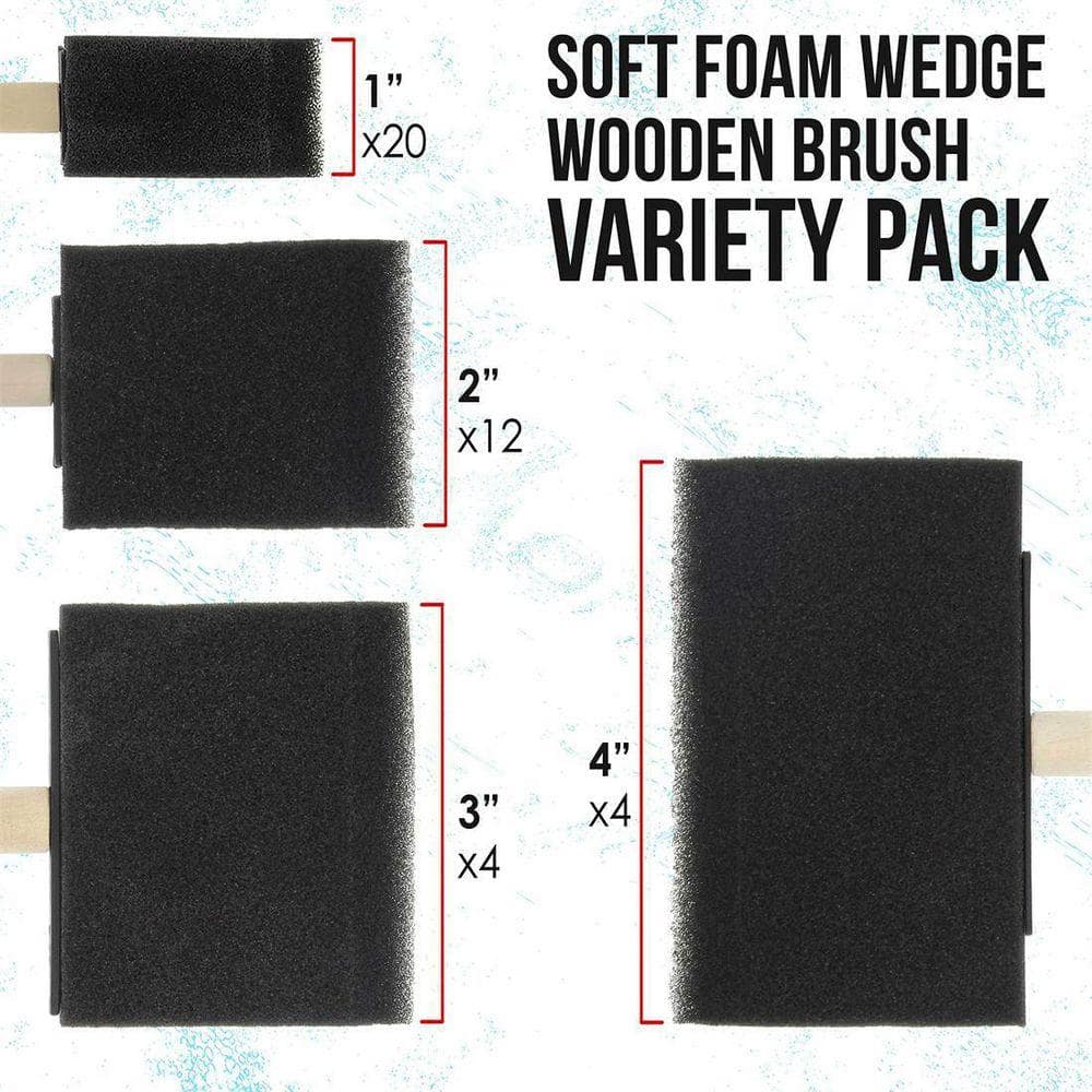Dracelo 1 in. Flat, 2 in. Flat, 3 in. Flat, 4 in. Flat Paint Brush Set Foam Paint Brushes (40-Pack) (2)