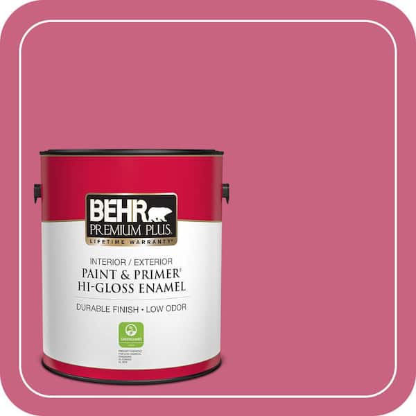 BEHR PREMIUM PLUS 1 gal. #P130-6 Ballerina Tutu Hi-Gloss Enamel Interior/Exterior Paint & Primer (2)