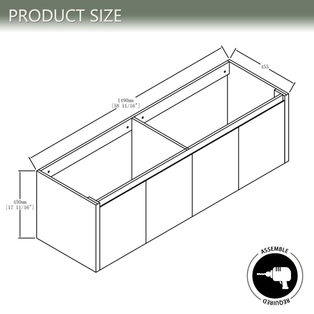 UPIKER 60 in. Bath Vanity Cabinet without Top in Imitative Oak Unassembled (3)