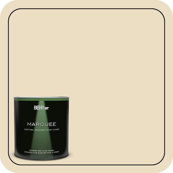 BEHR MARQUEE 1 qt. #YL-W06 Navajo White Semi-Gloss Enamel Exterior Paint & Primer (2)