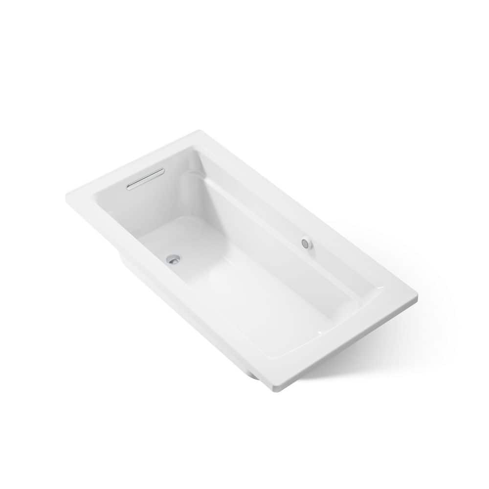 KOHLER Archer 60 in. x 32 in. Rectangular Soaking Bathtub with Reversible Drain in White, Bask (1)