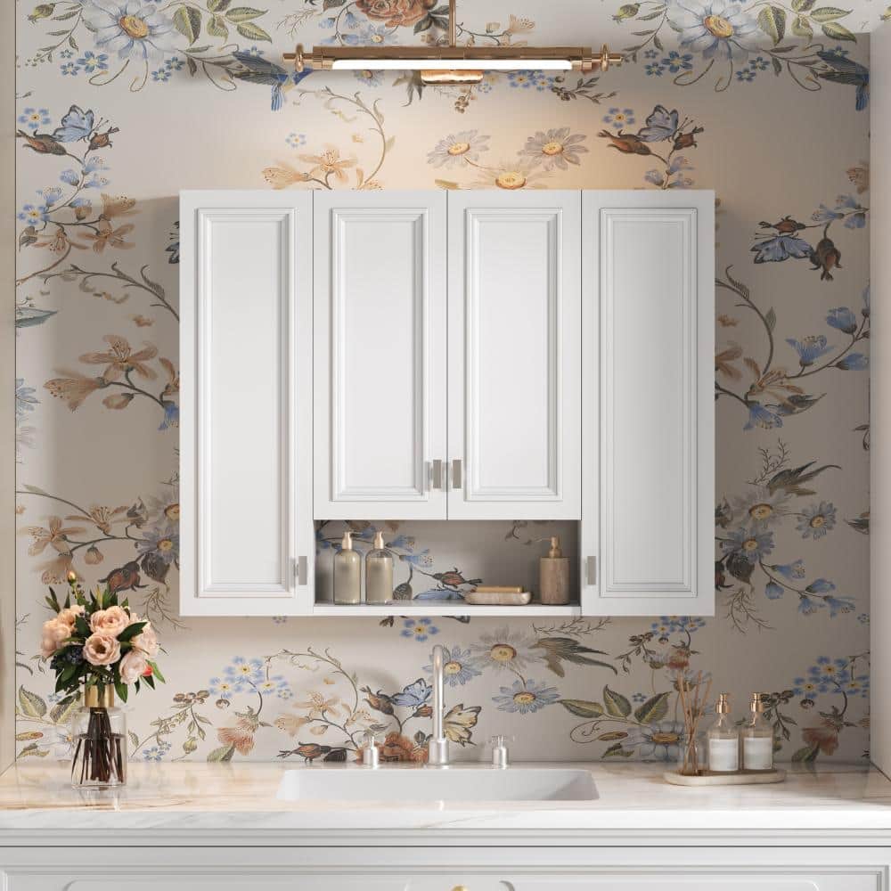 COWLOWN 36 in. W x 7 in. D x 28.7 in. H Bathroom Storage Wall Cabinet in White (2)