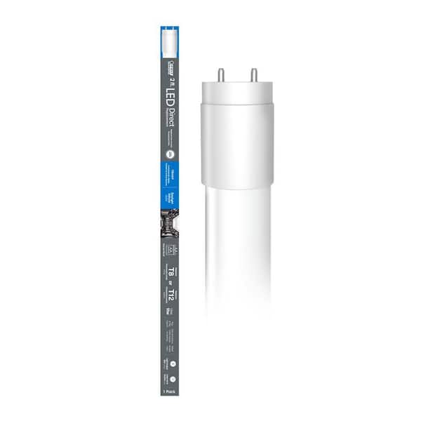 Feit Electric 20-Watt Equivalent 2 ft. White Linear Tube T8/12 G13 Type A Plug and Play LED Light Bulb, Daylight Deluxe 6500K
