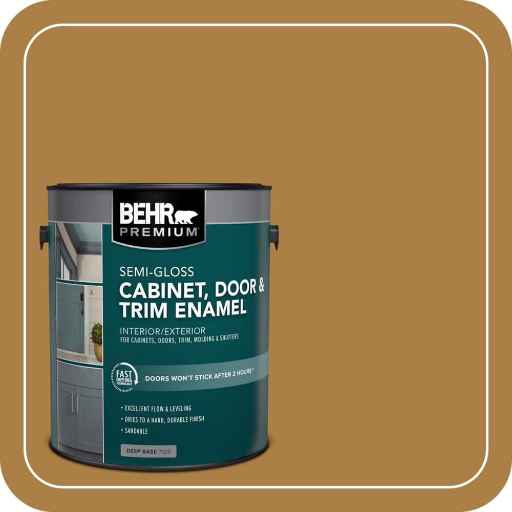BEHR PREMIUM 1 gal. #M280-7 24 Karat Semi-Gloss Enamel Interior/Exterior Cabinet, Door & Trim Paint