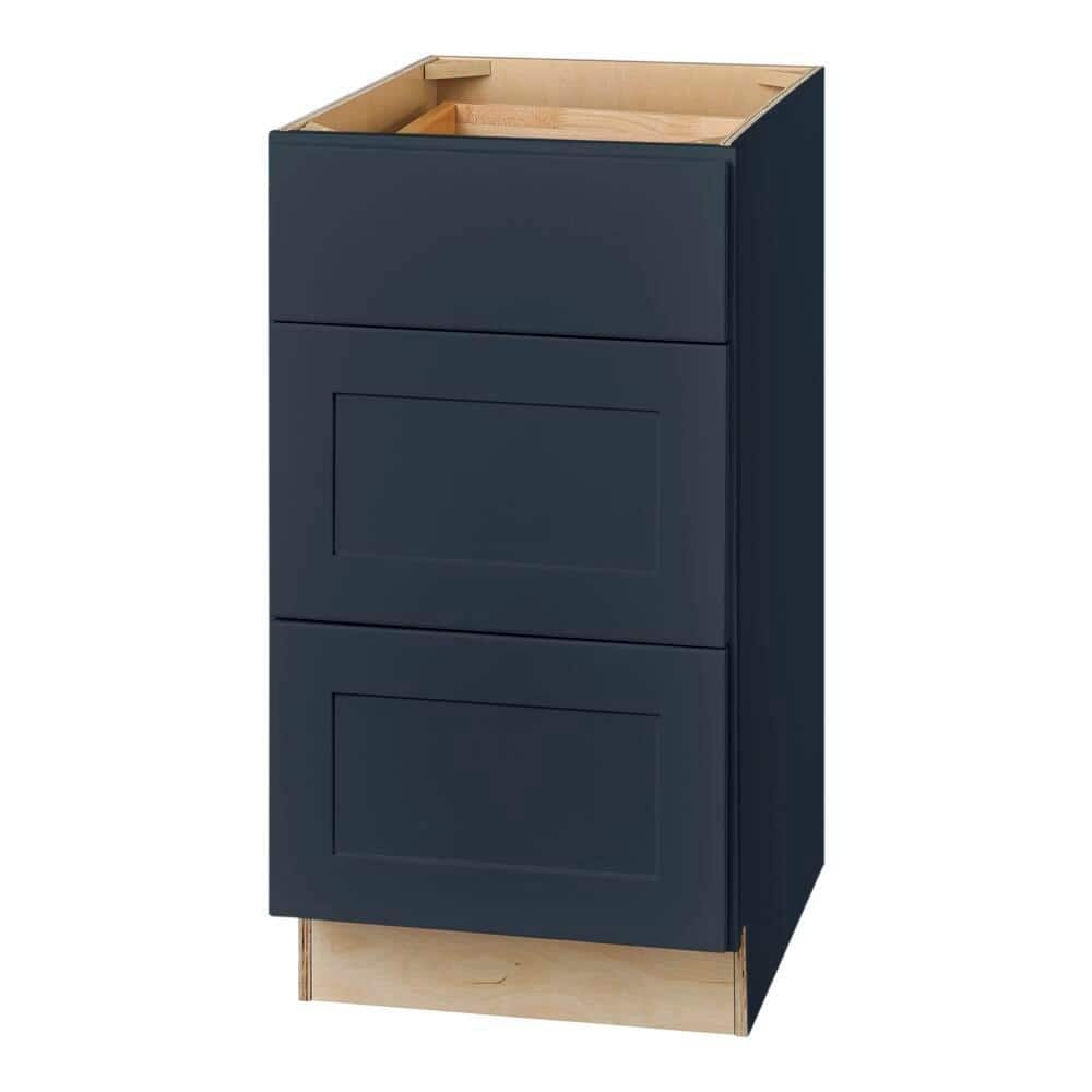 Hampton Bay Avondale 18 in. W x 24 in. D x 34.5 in. H Ready to Assemble Plywood Shaker Drawer Base Kitchen Cabinet in Ink Blue