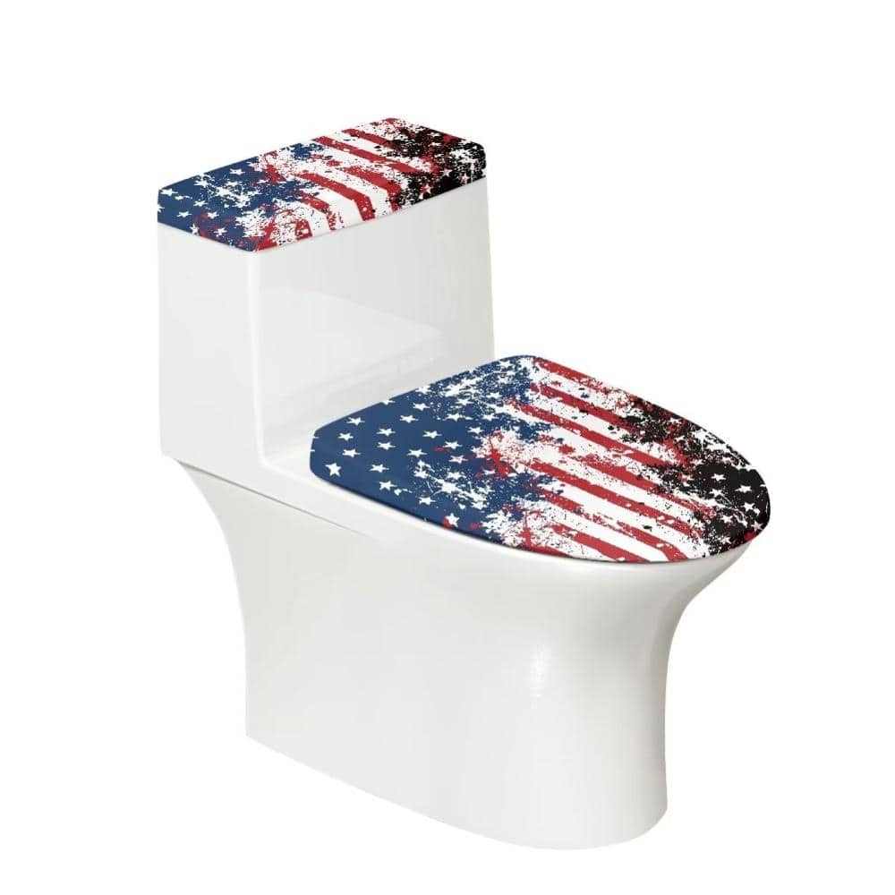 Unbranded Stretchable Toilet Lid and Tank Cover Set, Stain-Resistant, Fits 15-21 in Lid and 13-17 in Tank, 2-Piece