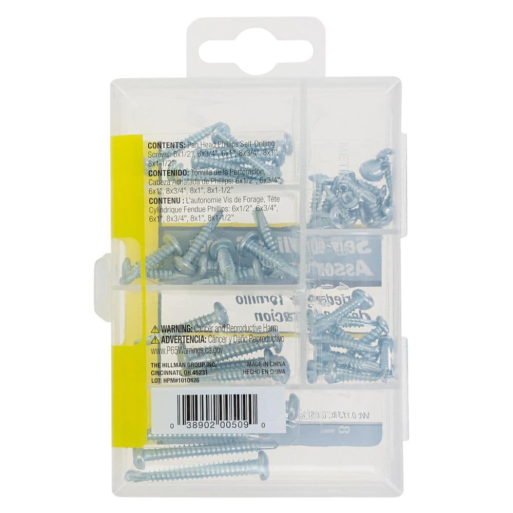 Hillman Zinc Pan Head Self Drilling Screw Assorted Kit (48-Pack) (2)
