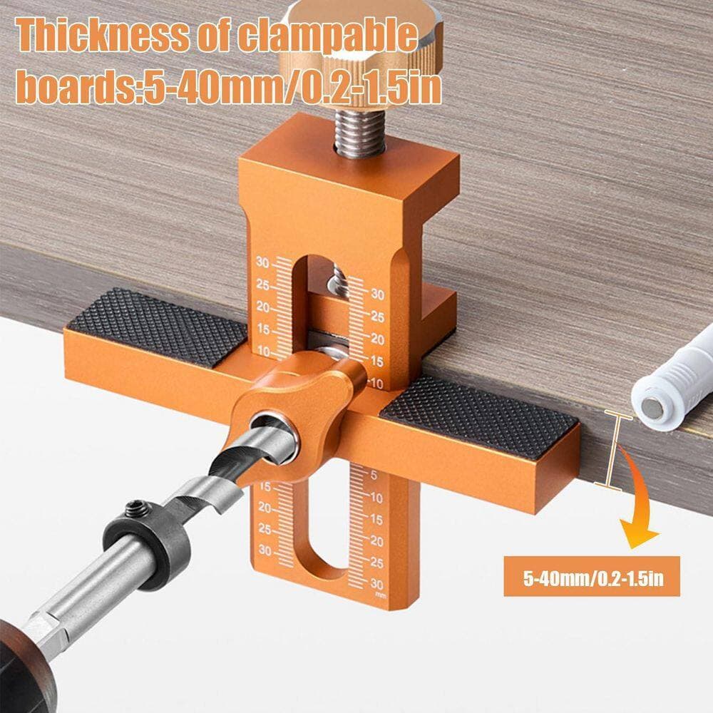 Wudkey Aluminium 2-in-1 Cabinet Door Mounting Installation Positioner  Jig and Rebound Device Tool with 3 Drill Bits (3)