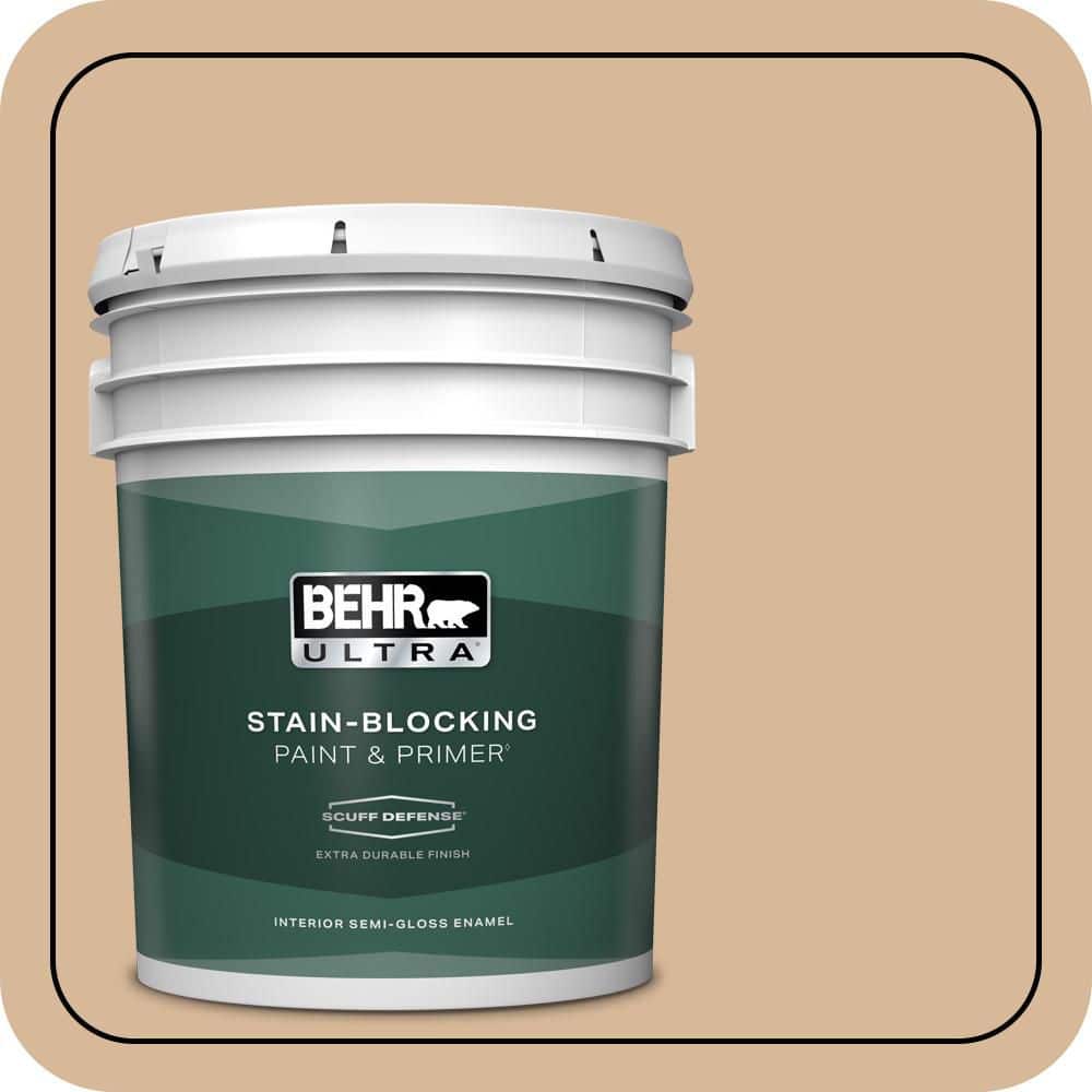 BEHR ULTRA 5 gal. #S260-3 Dusty Gold Extra Durable Semi-Gloss Enamel Interior Paint & Primer