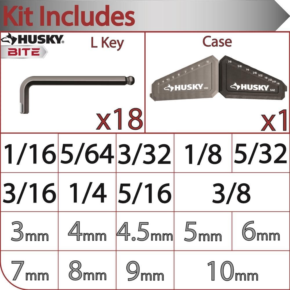 Husky BITE SAE/Metric Non-Slip Hex Key Set (18-Piece) (3)