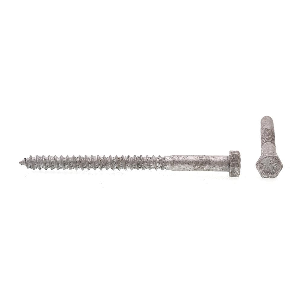Prime-Line A307 Grade A Hot Dip Galvanized Steel 3/8 in. x 5 in. External Hex Lag Screws (50-Pack) (2)