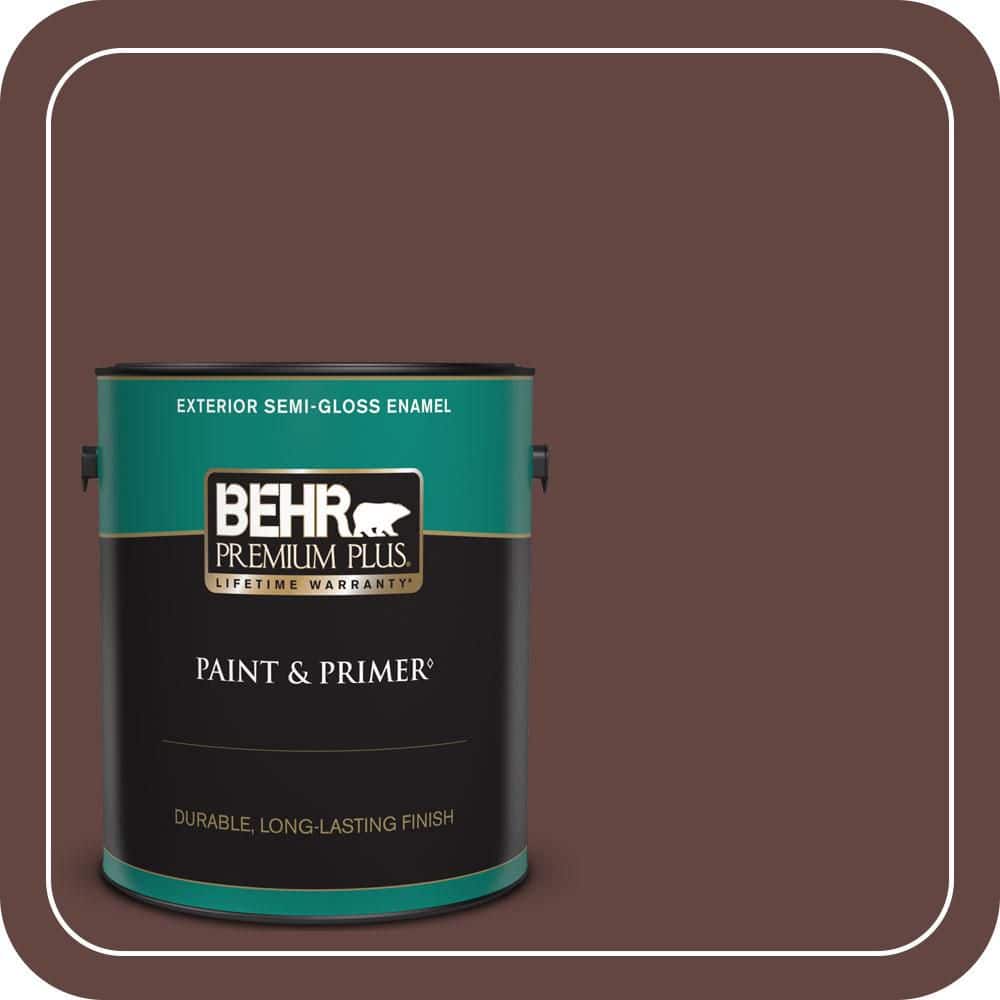 BEHR PREMIUM PLUS 1 gal. #PMD-62 Black Plum Semi-Gloss Enamel Exterior Paint & Primer
