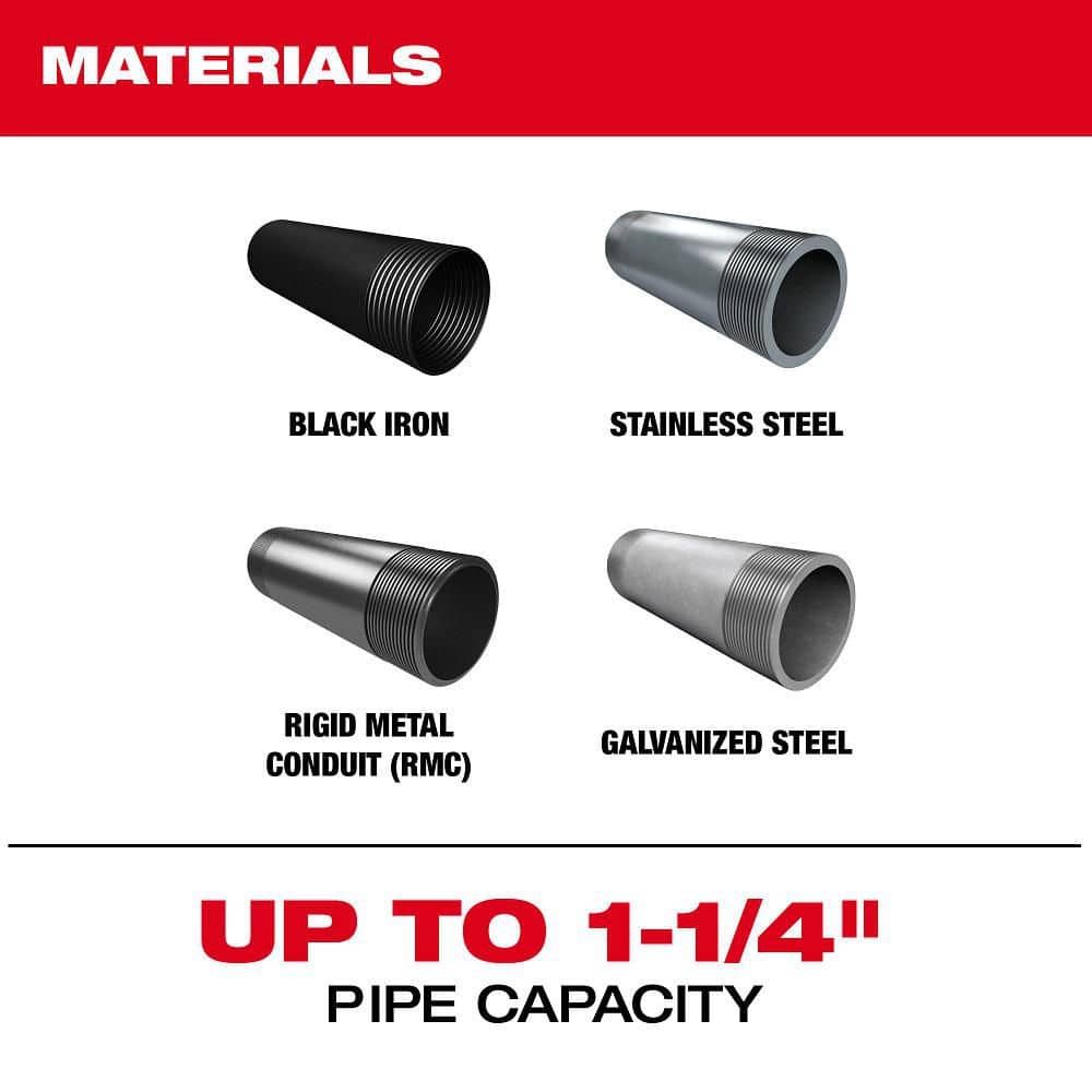 Milwaukee M18 FUEL One-Key Cordless Brushless Compact Pipe Threader Kit W/(2) 8.0Ah Batteries, 1/2 in. - 1-1/4 in. Aluminum Dies (3)