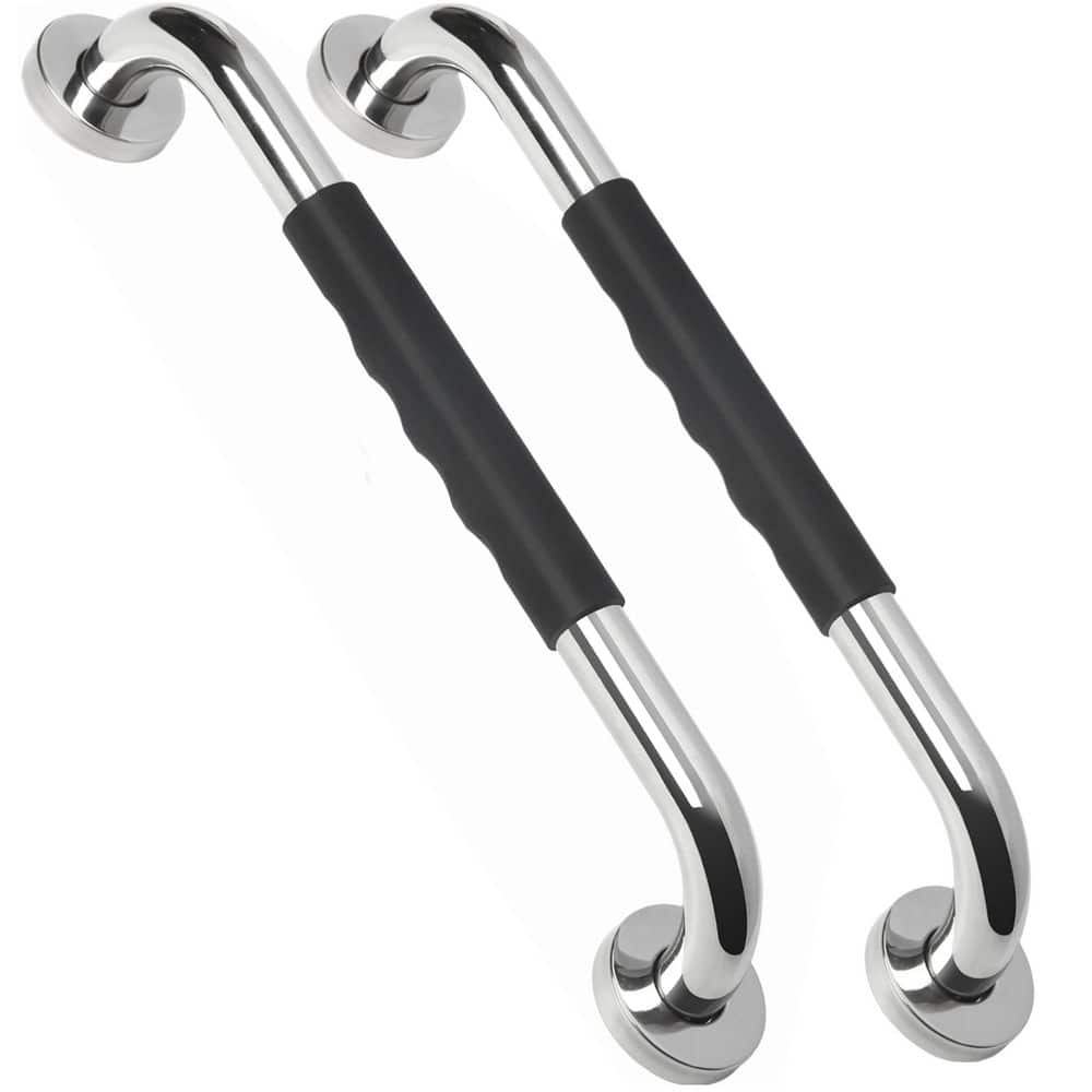 NVNOO 16 in. Stainless Steel Anti Slip Silicone Grab Bars for Bathroom, Seniors and Showers (2-Pack) (1)
