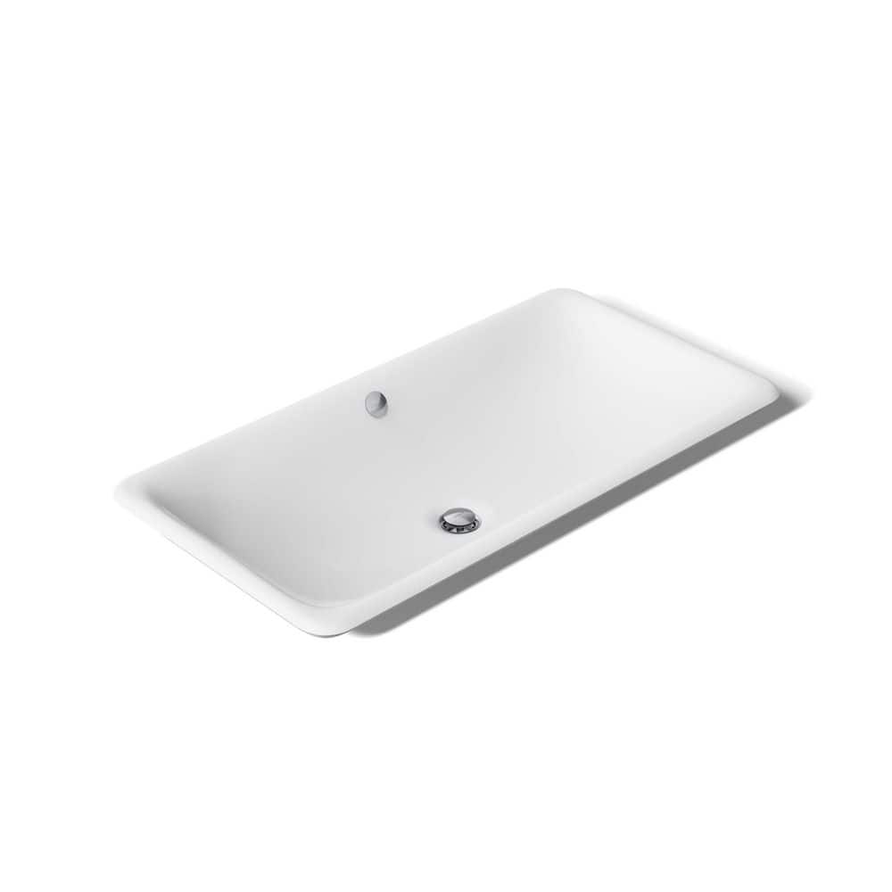 KOHLER Iron Plains 30 in. x 15.62 in. Drop-In Bathroom Sink in White Cast Iron (2)