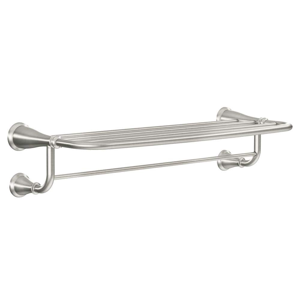 MOEN Banbury 10-1/4 in. L x 4 in. H x 24 in. W Zinc Hotel-Style Bathroom Shelf in Brushed Nickel (1)