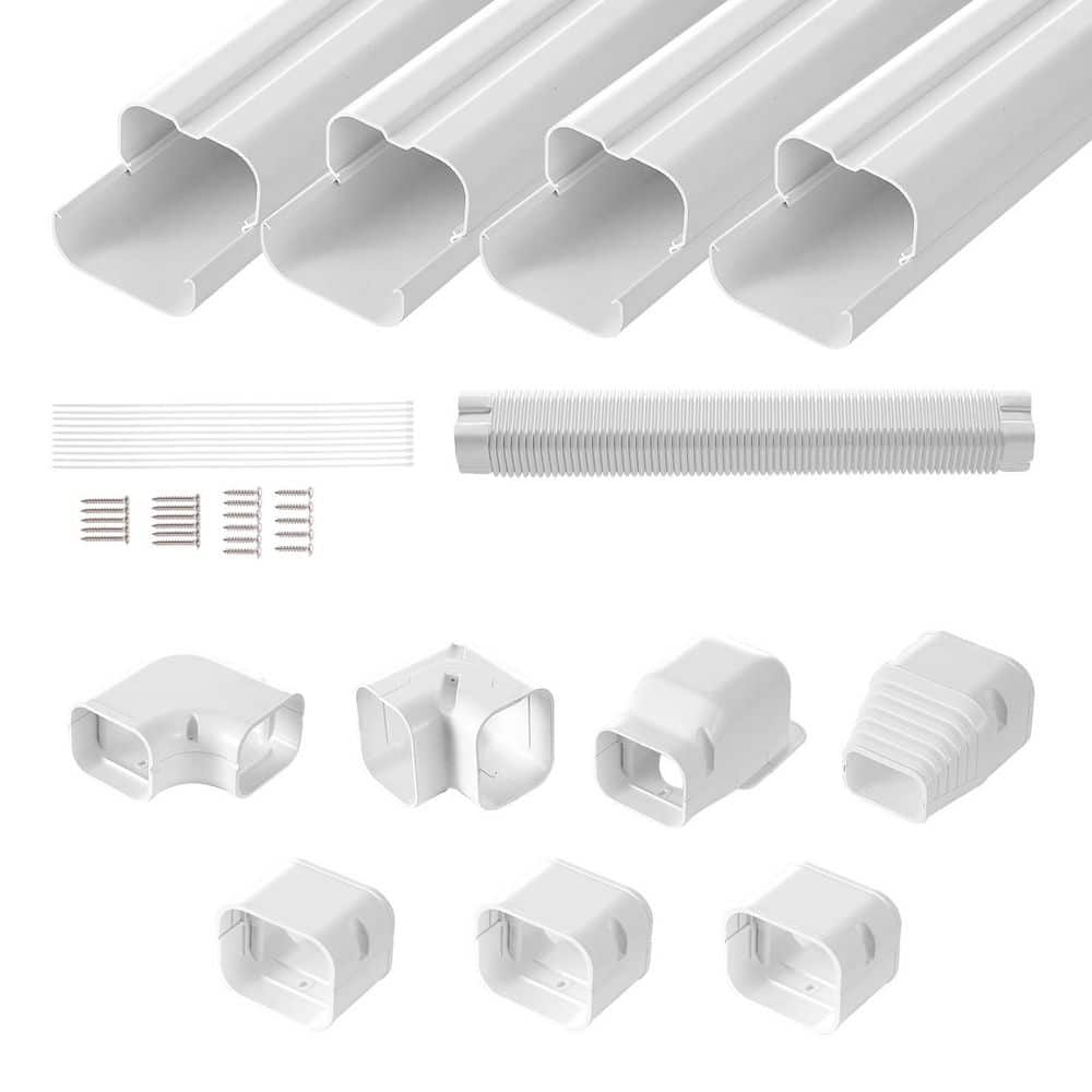 SKYSHALO Mini Split Line Set Cover 3 in. W 15.8 ft. L PVC Decorative Pipe Line Cover for Air Conditioner with 4-Ducts 2025 Update (1)