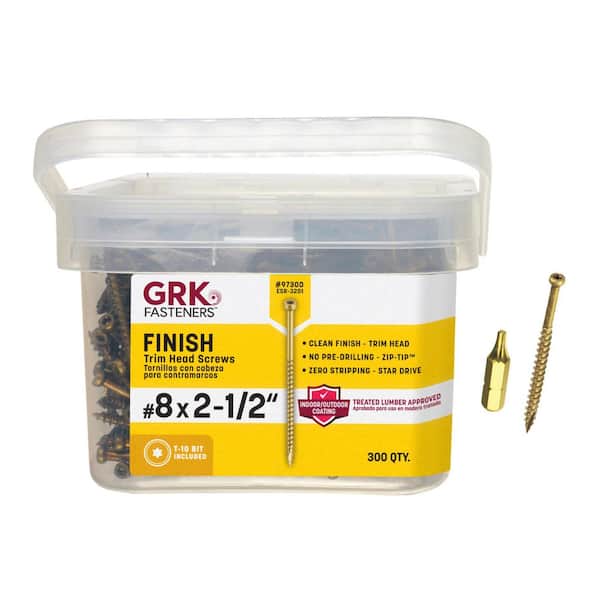 GRK Fasteners #8 x 2-1/2 in. Torx Drive Trim Head Finish/Trim Wood Screw (300-Pack) (2)