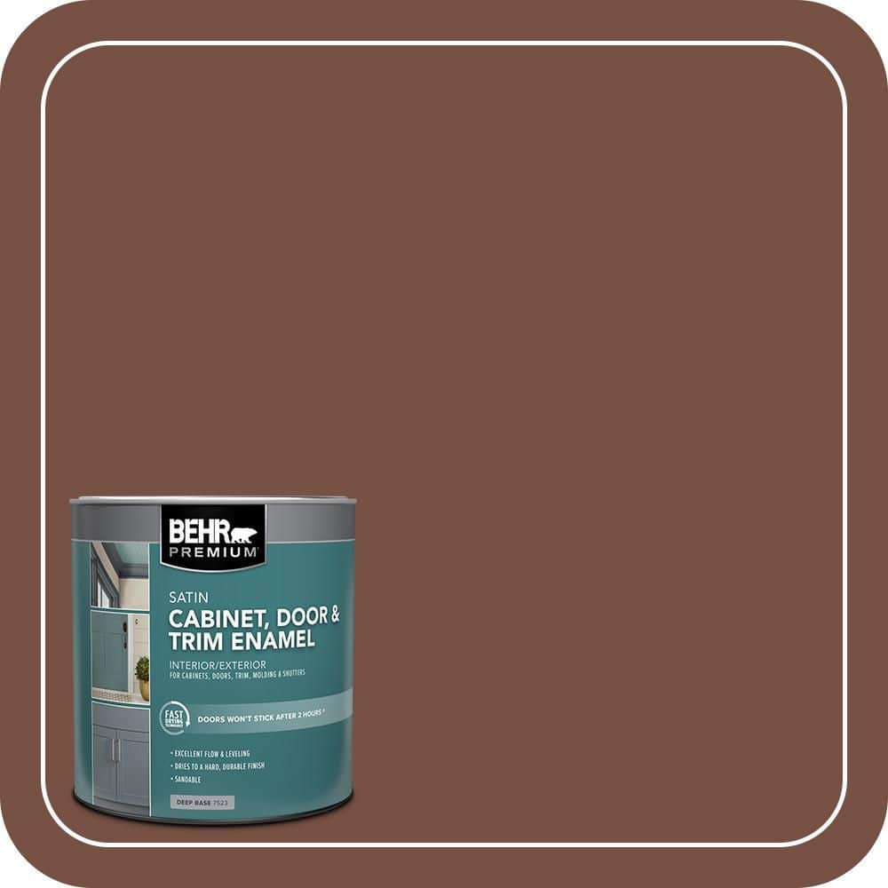 BEHR PREMIUM 1 qt. #S190-7 Toasted Pecan Satin Enamel Interior/Exterior Cabinet, Door & Trim Paint (2)