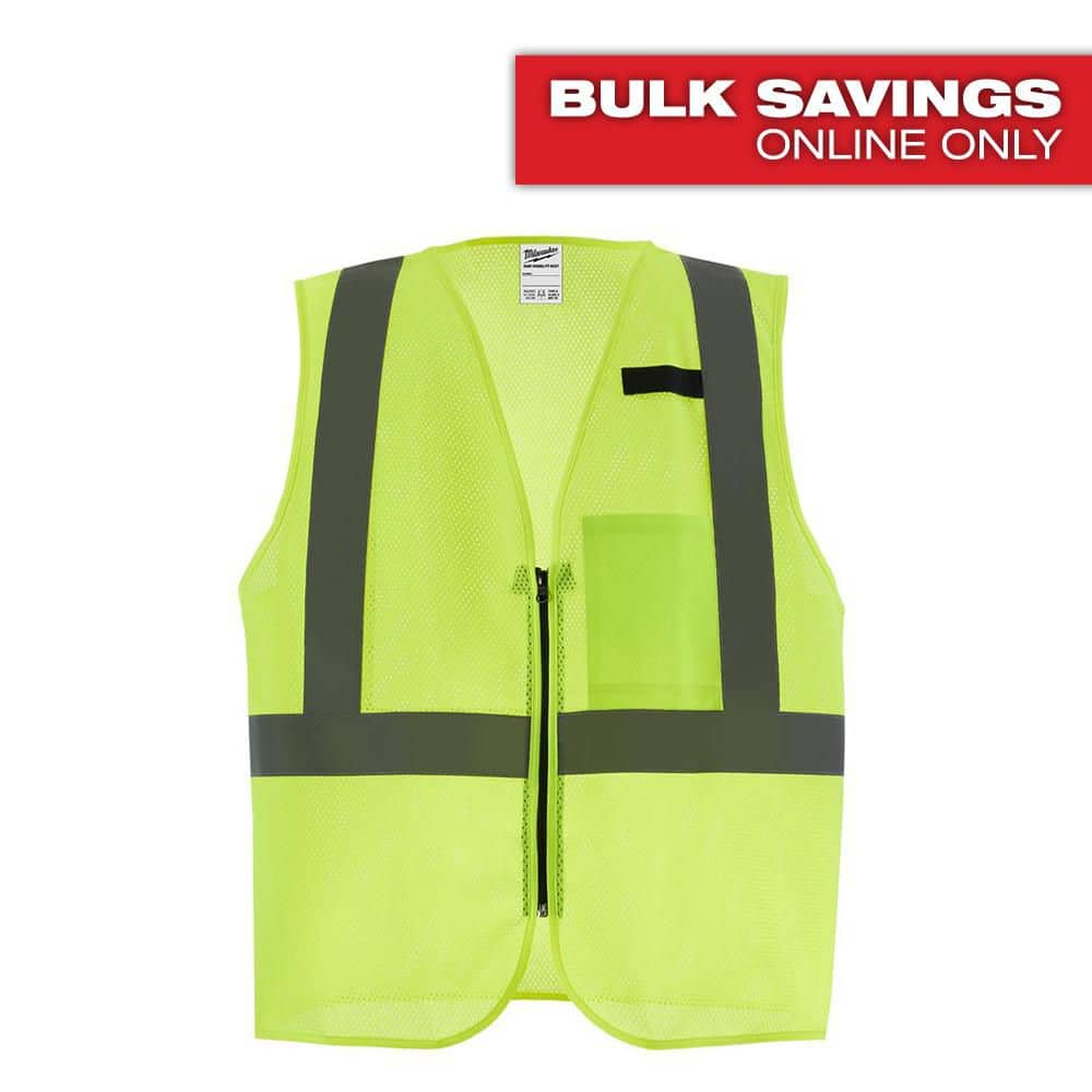 Milwaukee Small/Medium Yellow Class 2 High Visibility Mesh Safety Vest with 1 Pocket