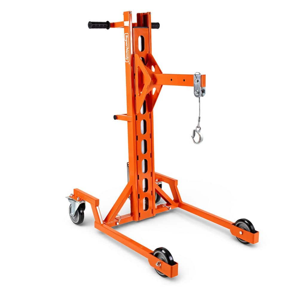 SUPERHANDY 550 lbs. Portable Hydraulic Crane Lift, Foot Pedal Operation, 6 in. PU Wheels with Brakes, No Power Required