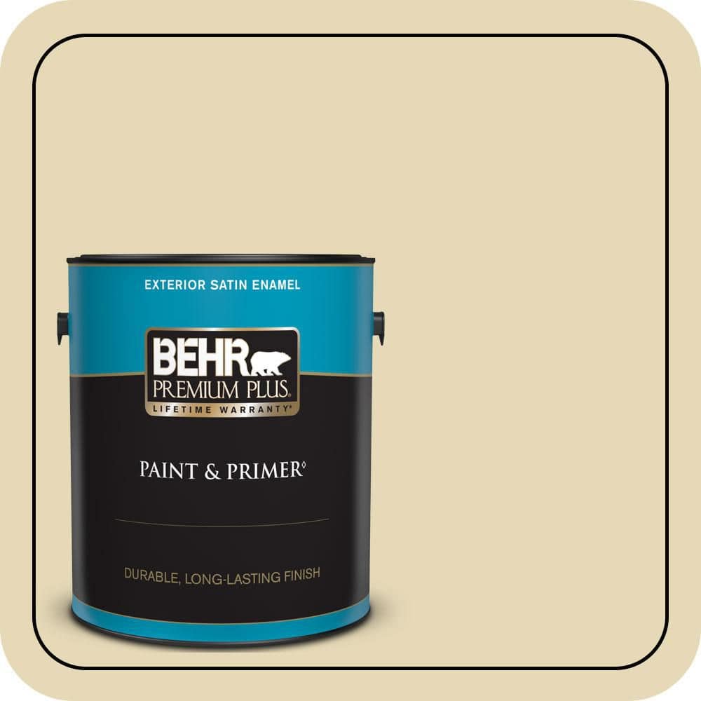 BEHR PREMIUM PLUS 1 gal. #PPU8-13 Lemon Balm Satin Enamel Exterior Paint & Primer