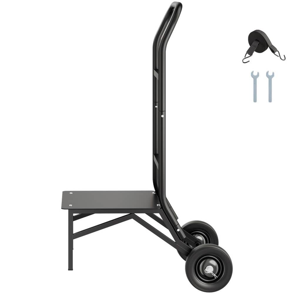 SKYSHALO Folding Chair Rack, 150 lbs. Capacity Chair Cart for 10-Chairs, Heavy-Duty Metal Storage Dolly with Rubber Wheels, Black (1)
