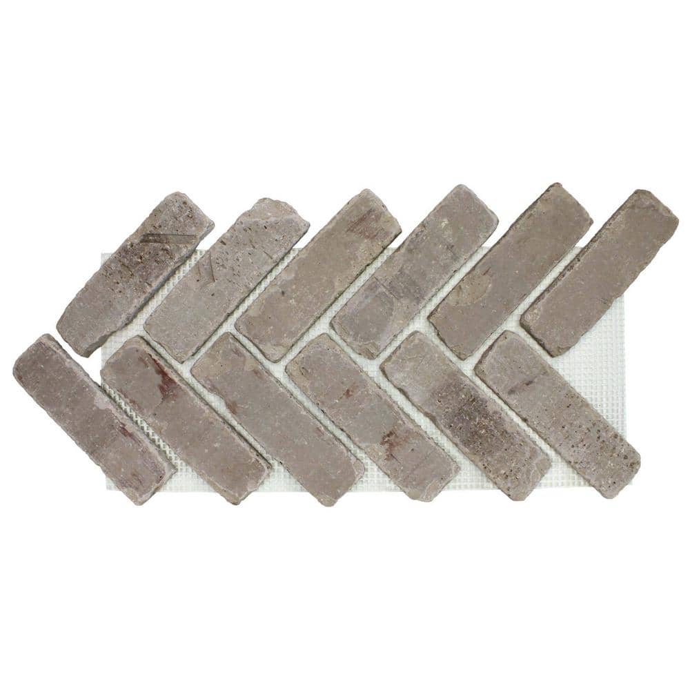 Old Mill Brick 28 in. x 12.5 in. x 0.5 in. Brickwebb Herringbone Olympus Thin Brick Sheets (Box of 5-Sheets)