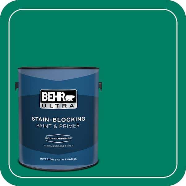 BEHR ULTRA 1 gal. #480B-6 Treasure Isle Extra Durable Satin Enamel Interior Paint & Primer (2)