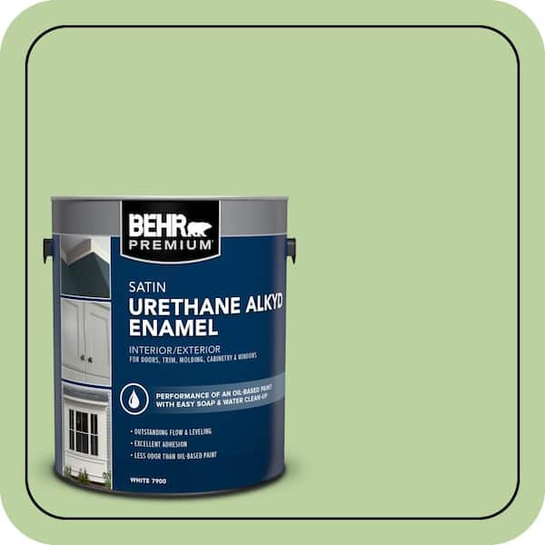 BEHR PREMIUM 1 gal. #P380-4 Four Leaf Clover Urethane Alkyd Satin Enamel Interior/Exterior Paint (2)