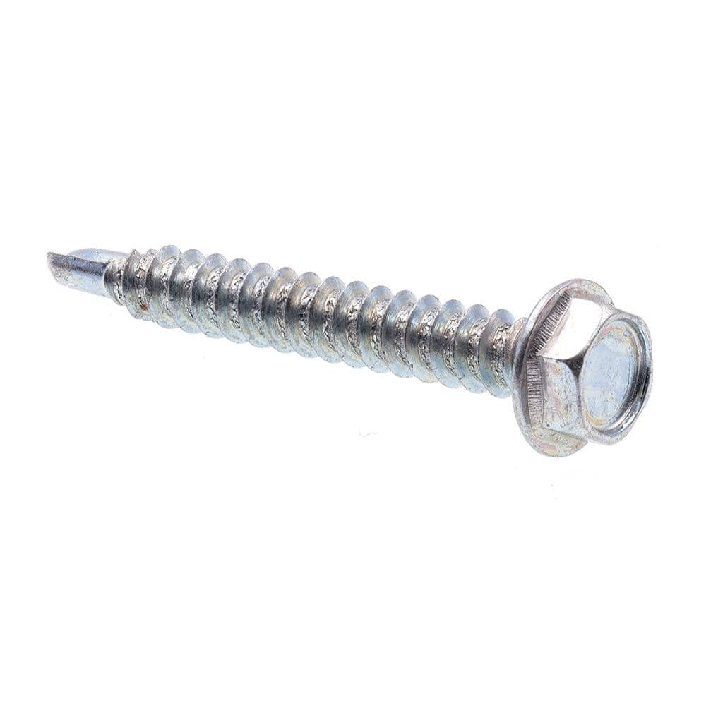 Prime-Line #8 x 1-1/4 in. Zinc Plated Case Hardened Steel Indented Hex Washer Head Self-Drilling Sheet Metal Screws (50-Pack) (1)
