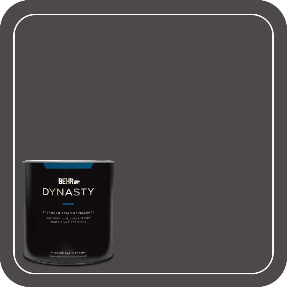 BEHR DYNASTY 1 qt. #N530-7 Private Black One-Coat Hide Satin Enamel Interior Stain-Blocking Paint & Primer