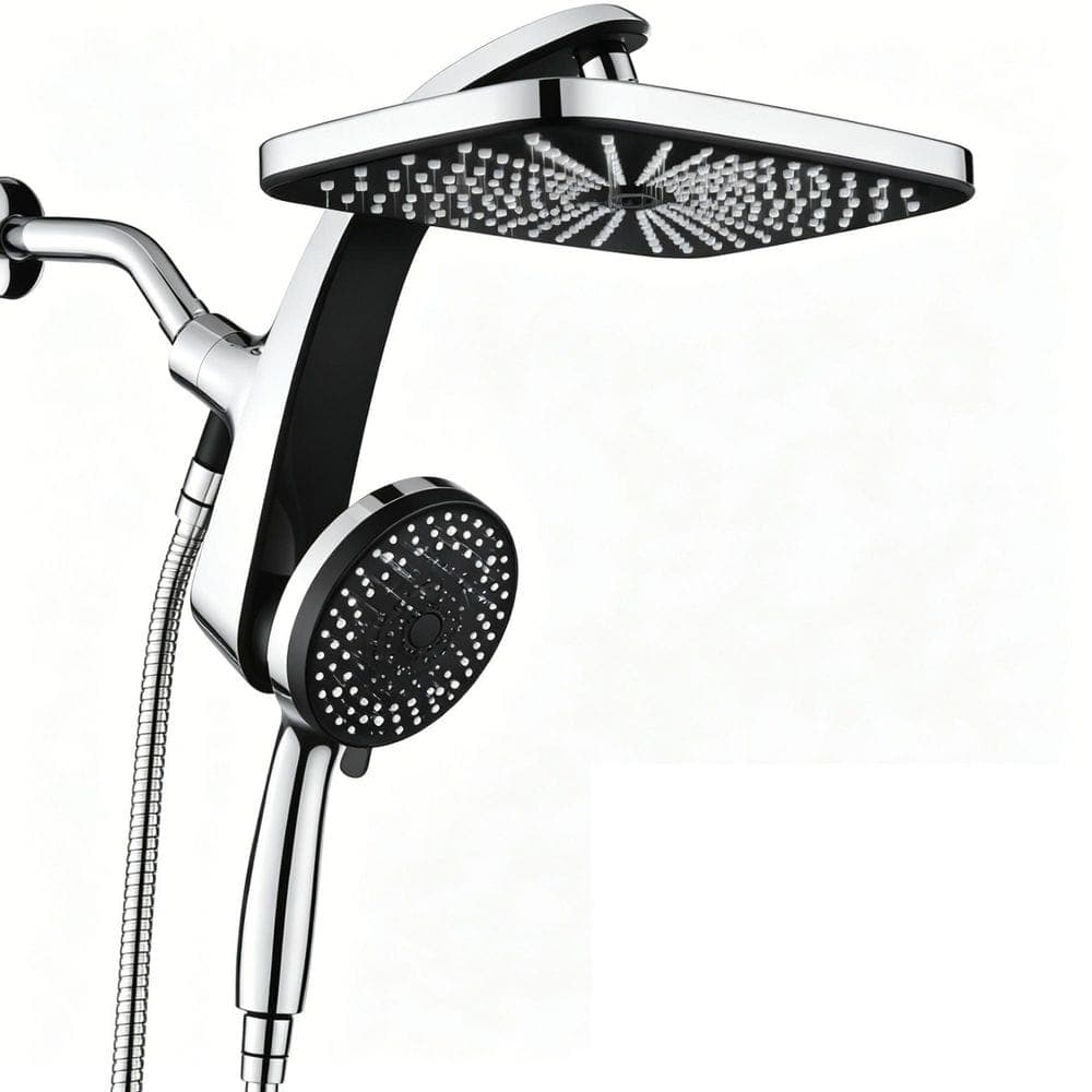 Numhew 1-Piece Rain Shower Head with Handheld Spray Combo with Fixed Showerhead 10 Sprays Handheld Shower Head (1)