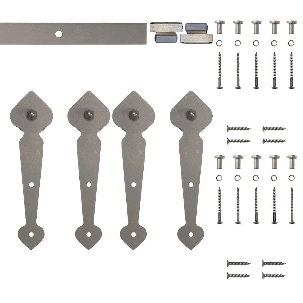 Quiet Glide 72 in. Satin Nickel Miniature Spade Sliding Barn Door Hardware for Double Furniture Wood Doors (2)