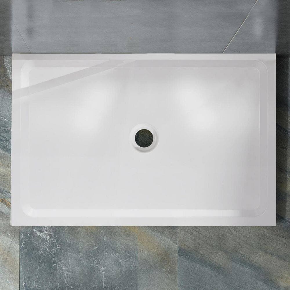 Maincraft 48 in. L x 32 in. W Alcove Shower Pan Base with Center Drain in White (3)