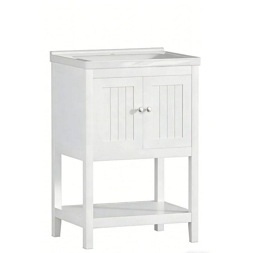 Whatseaso 23.6 in. Freestanding Console Sink Basin in White Vitreous China