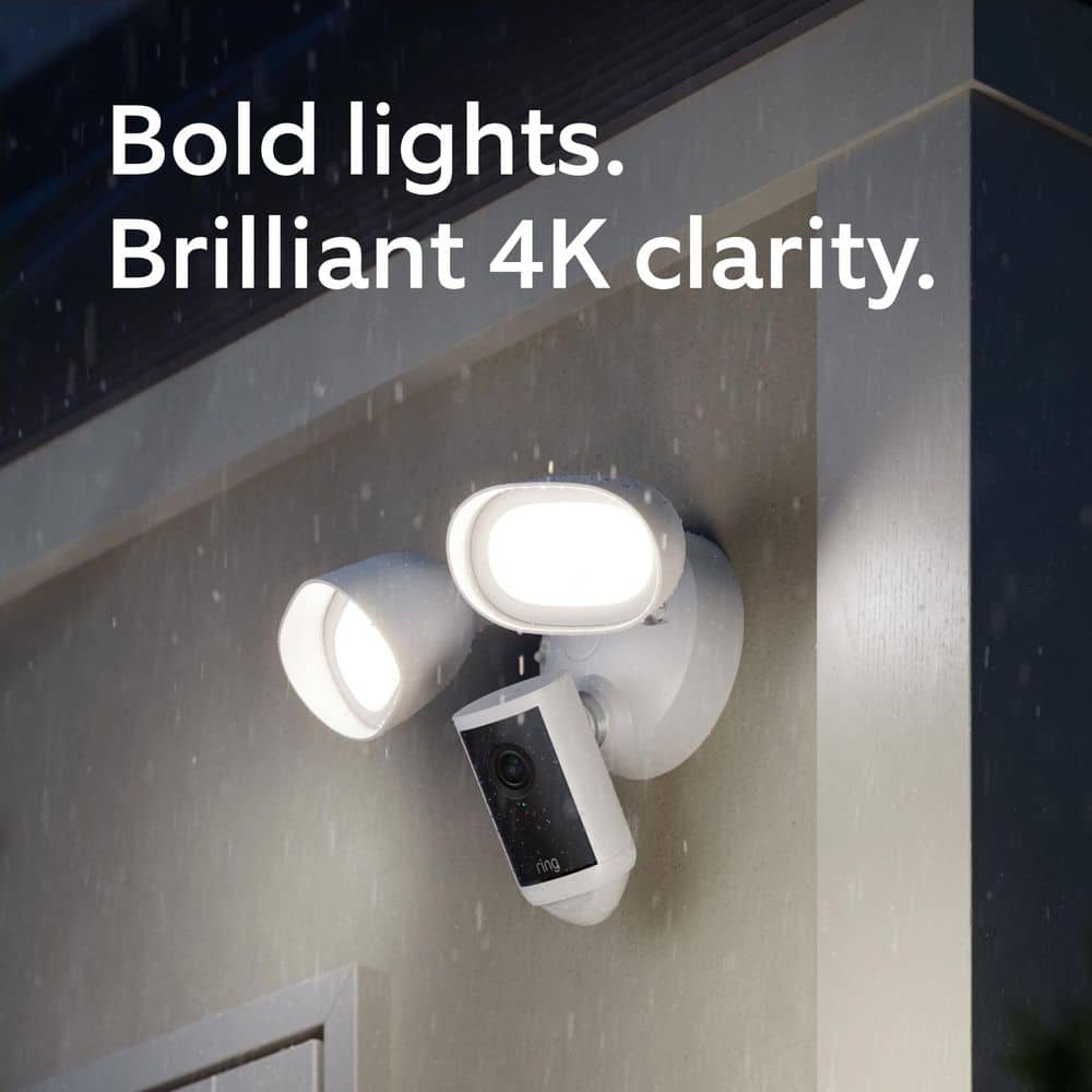 Ring Floodlight Cam Pro Wired (2nd Gen) - Retinal 4K Security Camera, 10x Enhanced Zoom, Motion-Activated Floodlights, White (3)